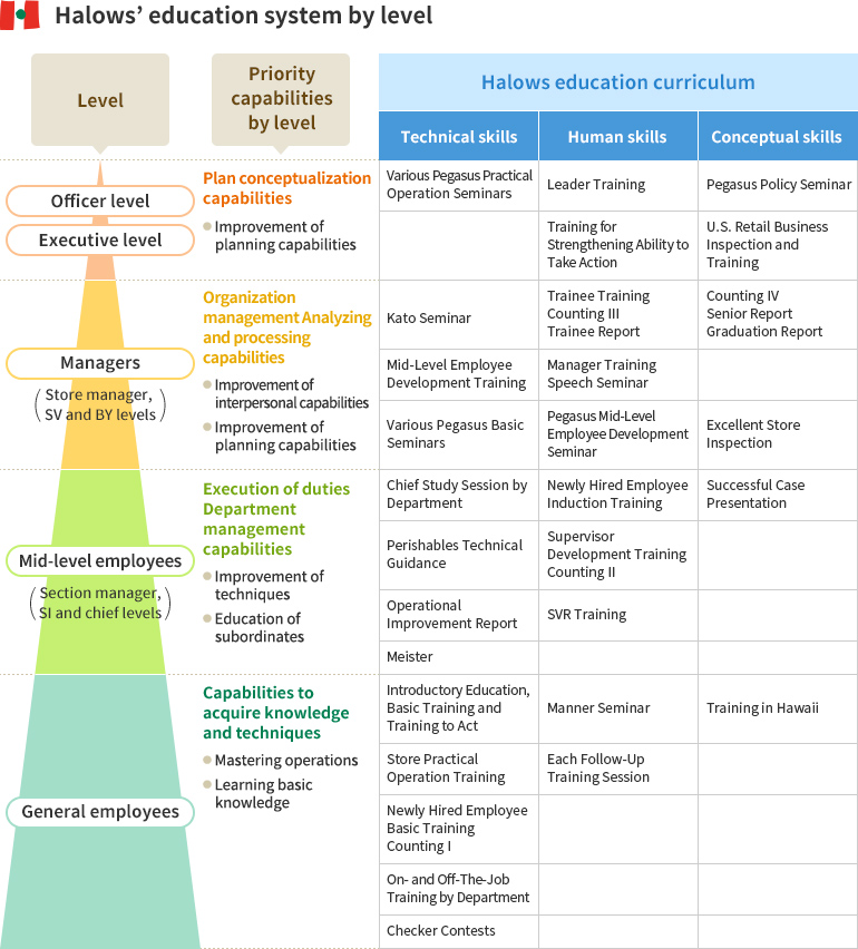 ハローズの階層別教育体系